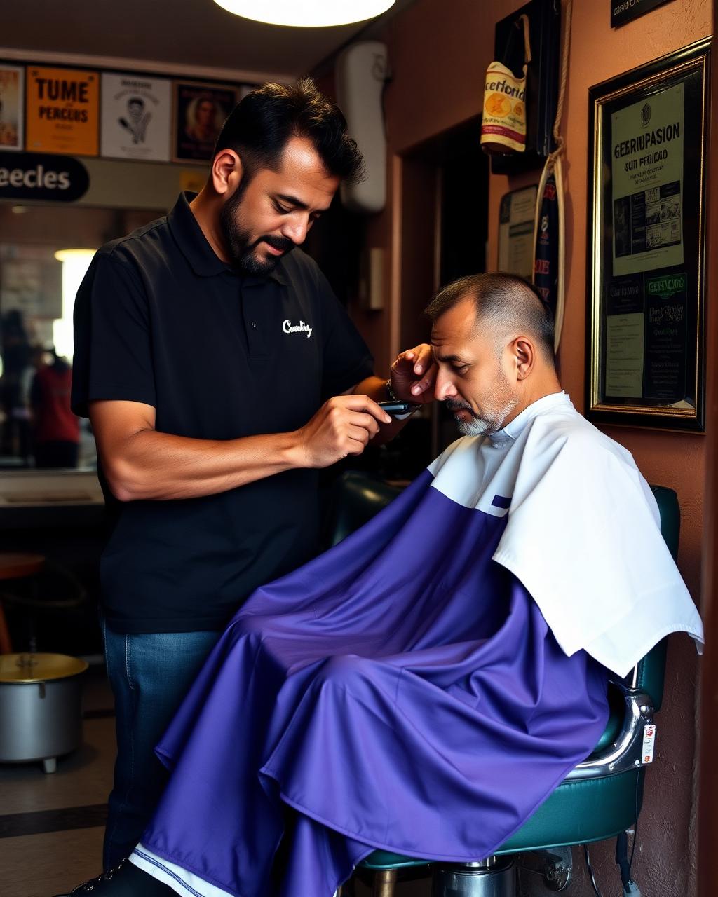 Barbero atendiendo a un cliente